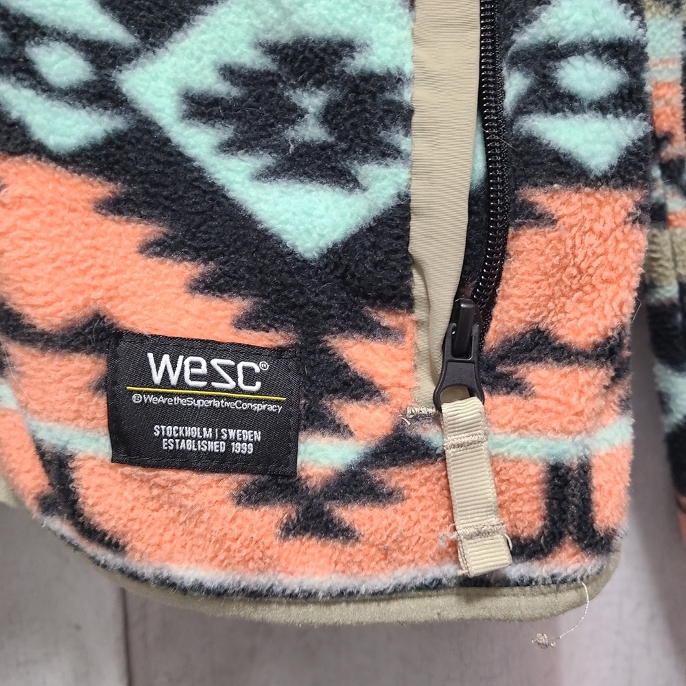 Wesc Polar Fleece Jacket Southwest Aztec Boho Full Zip Y2K 90’s Colorful - Picture 4 of 9